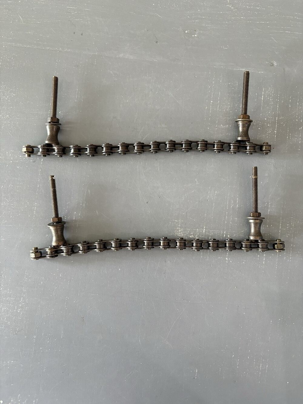 (2) Industrial Bicycle Bike Chain Drawer Pulls Handles Steampunk Cabinet Pair